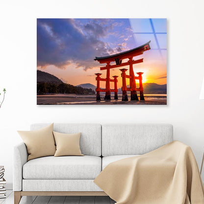 Miyajima At Sunset, Japanese Acrylic Glass Print Tempered Glass Wall Art 100% Made in Australia Ready to Hang - Bella Home Decor