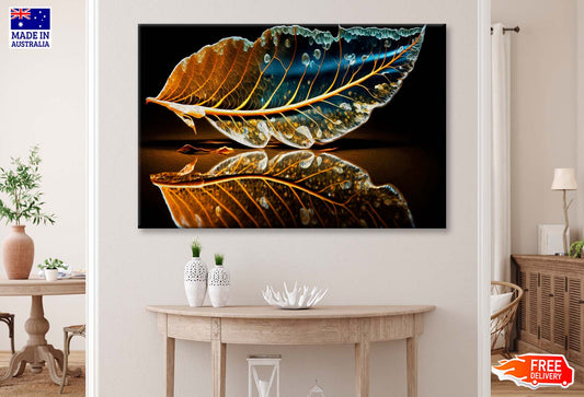 Skeletonized Transparent Leaf in Form of Curve Wall Art Limited Edition High Quality Print