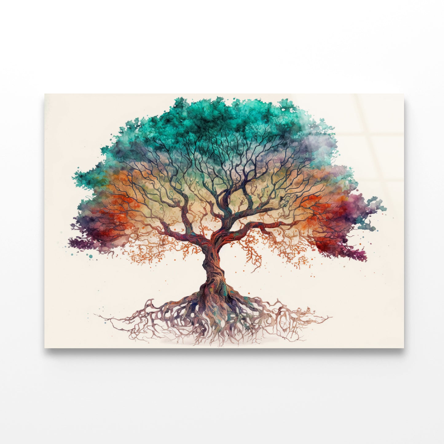 Red and Green Tree with White Acrylic Glass Print Tempered Glass Wall Art 100% Made in Australia Ready to Hang - Bella Home Decor