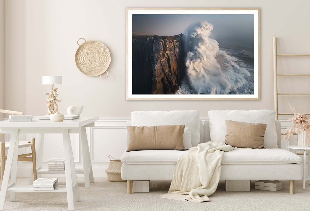 Wave Crashing Cliff Home Decor Premium Quality Poster Print Choose Your Sizes - Bella Home Decor
