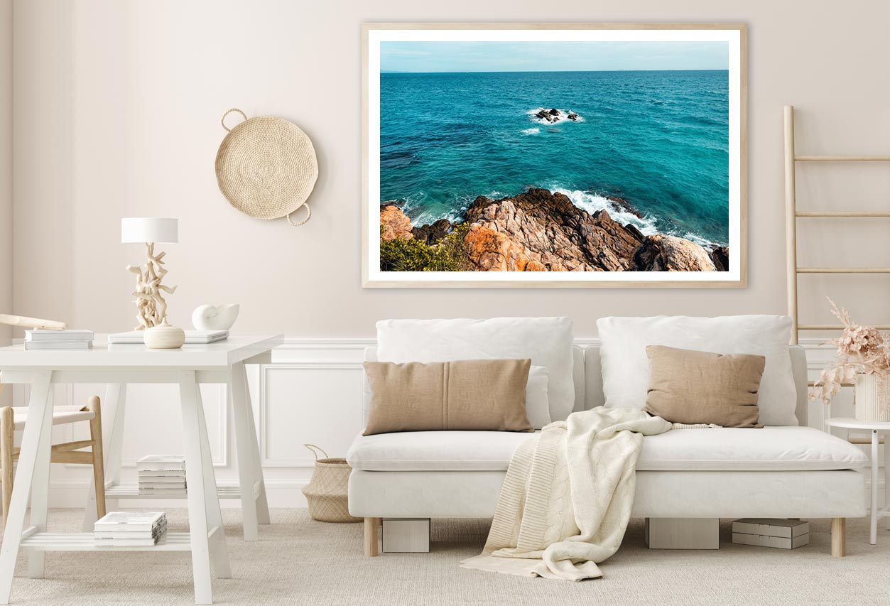 Tropical Beach At Island & Rocks Home Decor Premium Quality Poster Print Choose Your Sizes