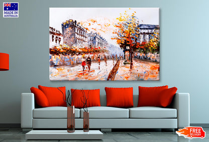 Oil Painting - Street View of Paris  Wall Art Decor 100% Australian Made