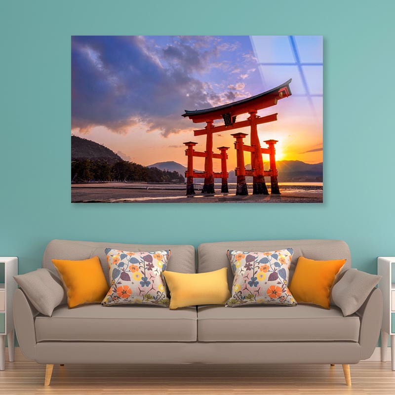 Miyajima At Sunset, Japanese Acrylic Glass Print Tempered Glass Wall Art 100% Made in Australia Ready to Hang - Bella Home Decor