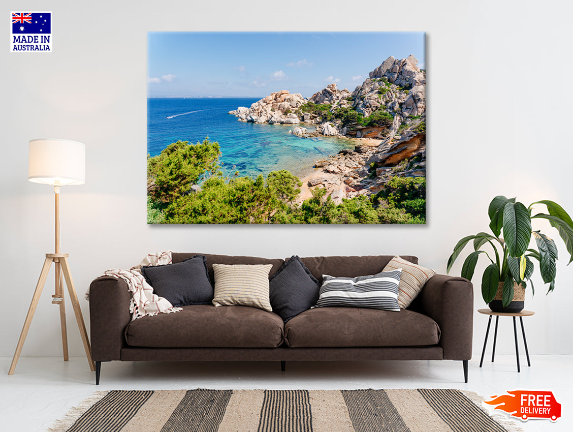 Blue Sea and Mountains in Italy Print 100% Australian Made - Bella Home Decor