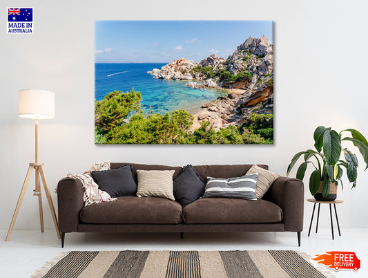 Blue Sea and Mountains in Italy Print 100% Australian Made - Bella Home Decor