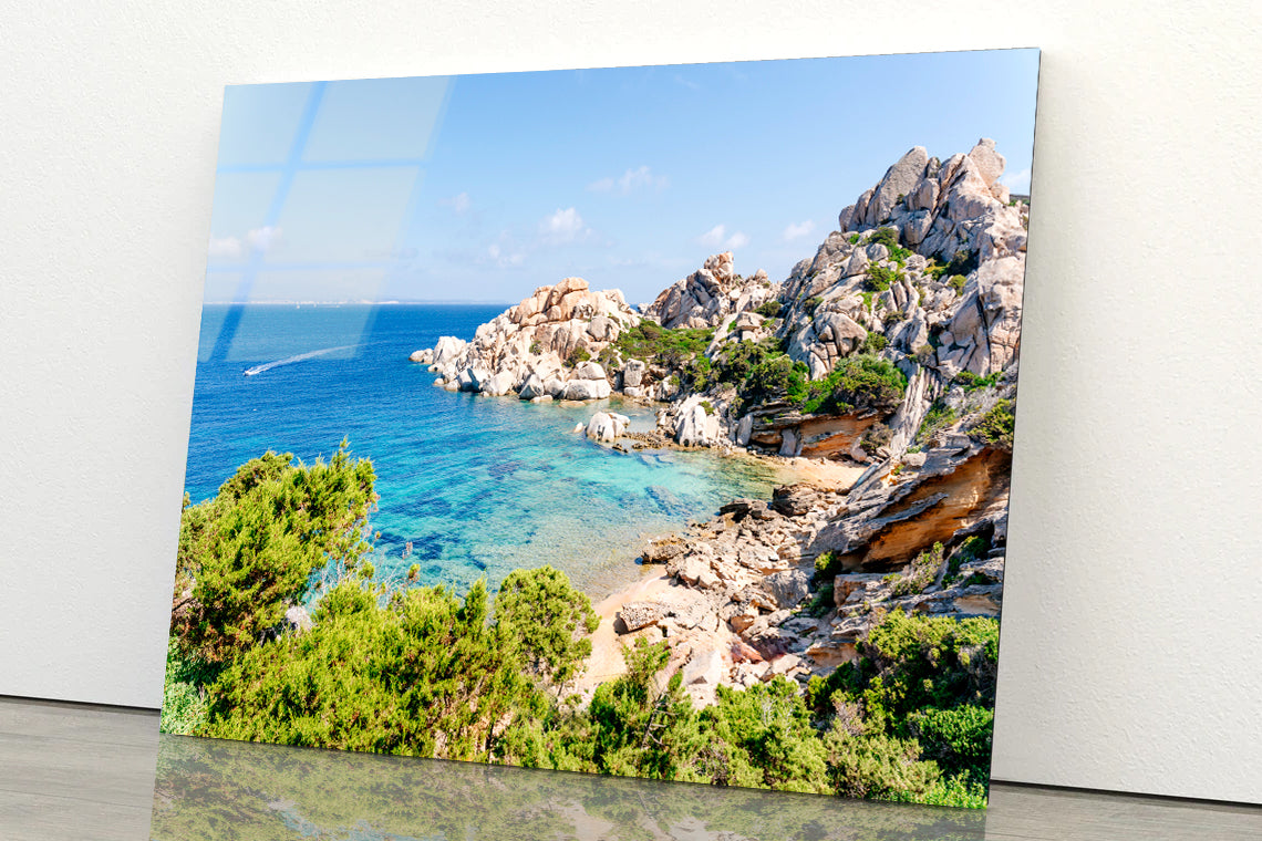 Blue Sea and Mountains in Italy Acrylic Glass Print Tempered Glass Wall Art 100% Made in Australia Ready to Hang - Bella Home Decor