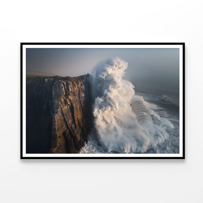 Wave Crashing Cliff Home Decor Premium Quality Poster Print Choose Your Sizes - Bella Home Decor