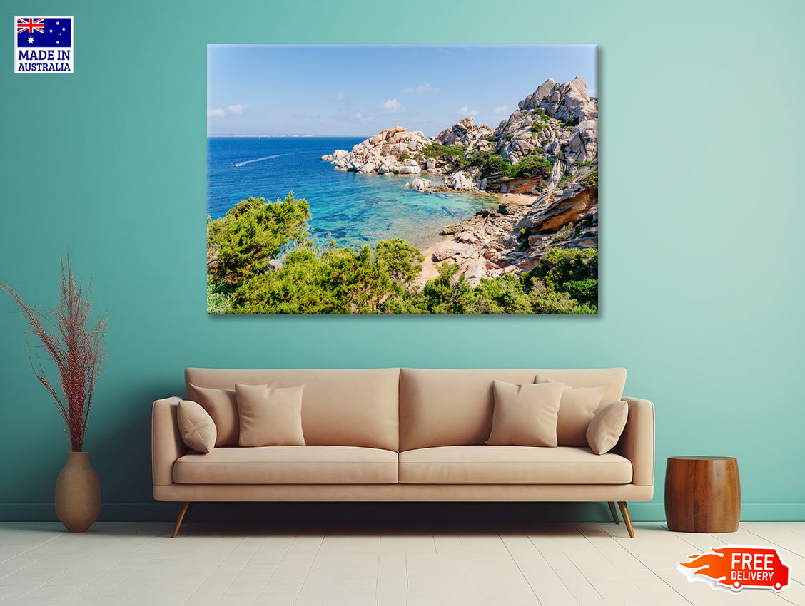 Blue Sea and Mountains in Italy Print 100% Australian Made - Bella Home Decor