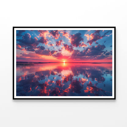 Stunning Sunset Reflecting On Lake Home Decor Premium Quality Poster Print Choose Your Sizes