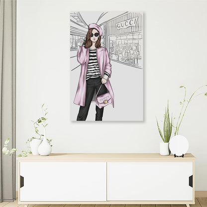 Pink Stylish Lady 3D Design Acrylic Glass Print Tempered Glass Wall Art 100% Made in Australia Ready to Hang