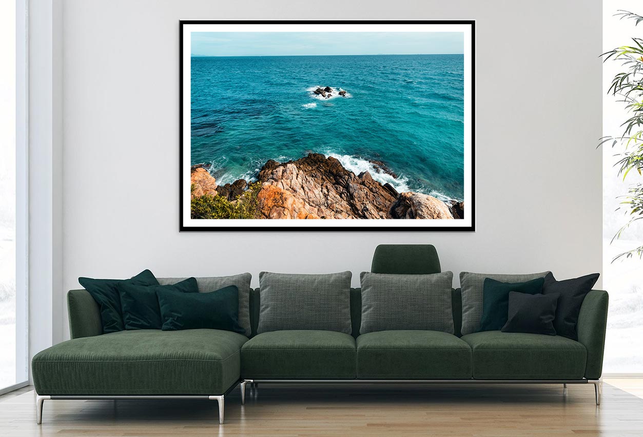 Tropical Beach At Island & Rocks Home Decor Premium Quality Poster Print Choose Your Sizes