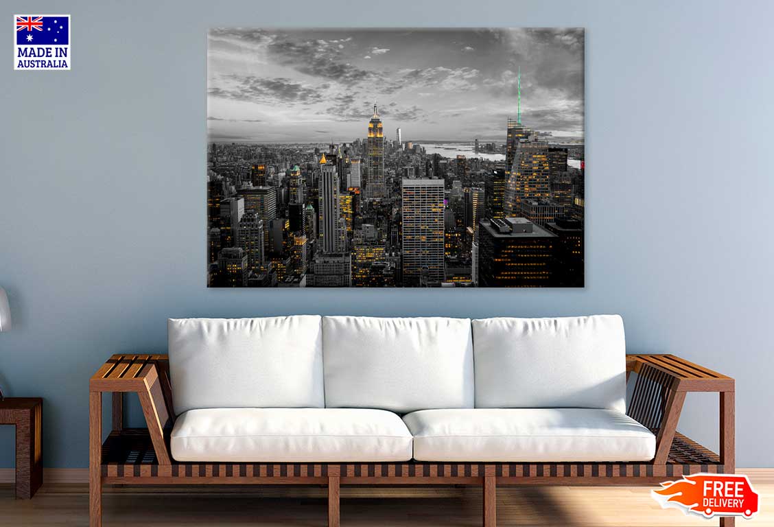 New York City Night in London B&W Photograph 90x60cm Print 100% Australian Made