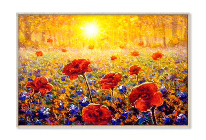 Beautiful Field Flowers Oil Painting Wall Art Limited Edition High Quality Print Canvas Box Framed Natural