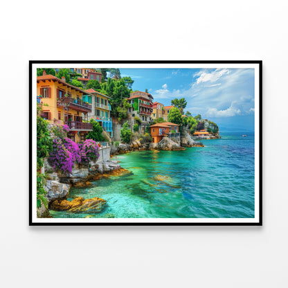 Ocean with Buildings, Trees and Sky Home Decor Premium Quality Poster Print Choose Your Sizes - Bella Home Decor