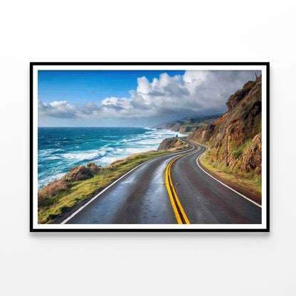 Winding Coastal Road, Ocean View Home Decor Premium Quality Poster Print Choose Your Sizes