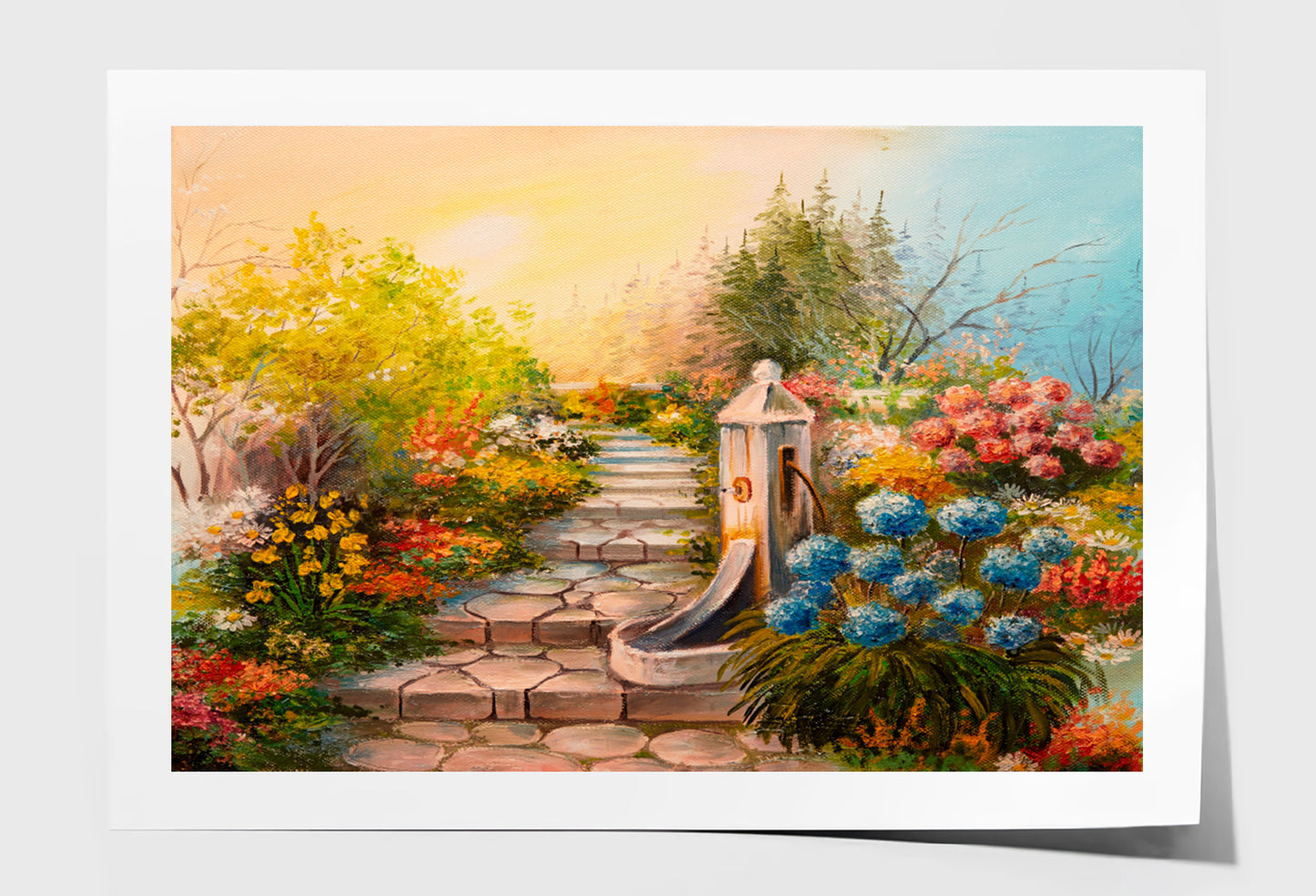 Stone Stairs In The Forest Oil Painting Limited Edition High Quality Print Unframed Roll Canvas None