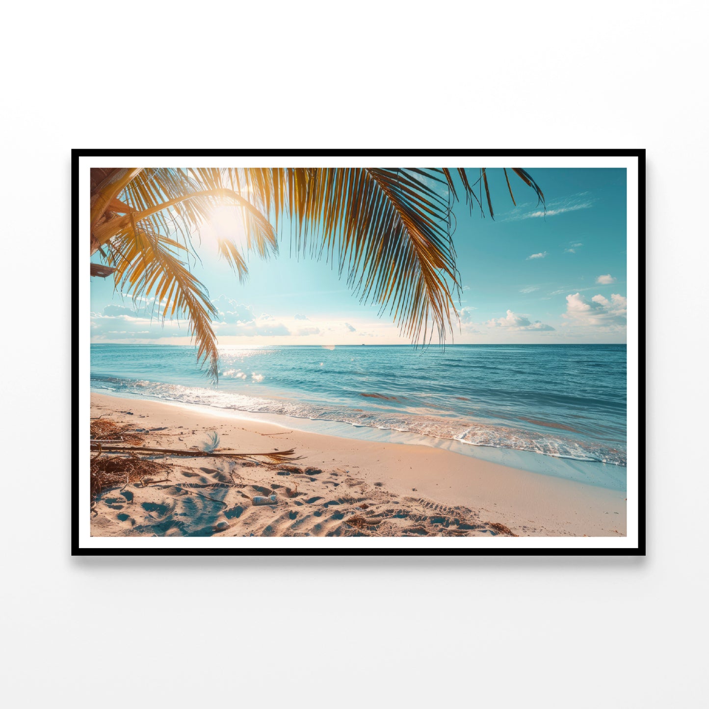 Sunny Tropical Beach with Clear Sky and Gentle Waves Home Decor Premium Quality Poster Print Choose Your Sizes