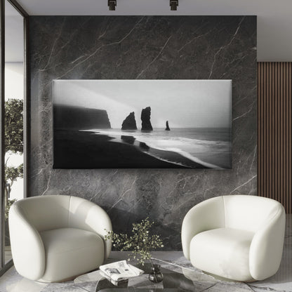 Black And White Coastal Landscape Wall Art Canvas Office Home Room Framed 120x60cm - Bella Home Decor
