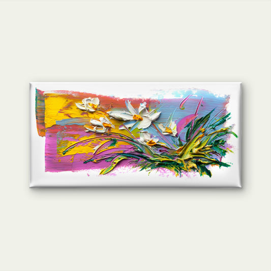 Abstract Purple Daisy Bouquet Wall Art Canvas Office Home Framed 120x60cm