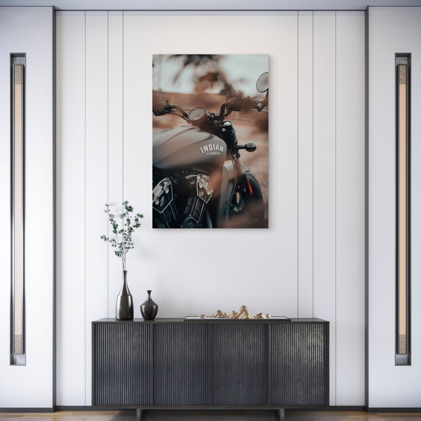 Indian Scout Bobber Motorcycle 40x60cm Metal Print Ready to Hang