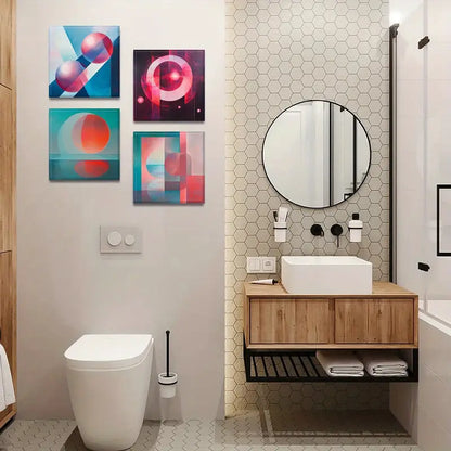 4pcs Minimalist Paintings, Natural Forms  Wall Art Canvas Framed