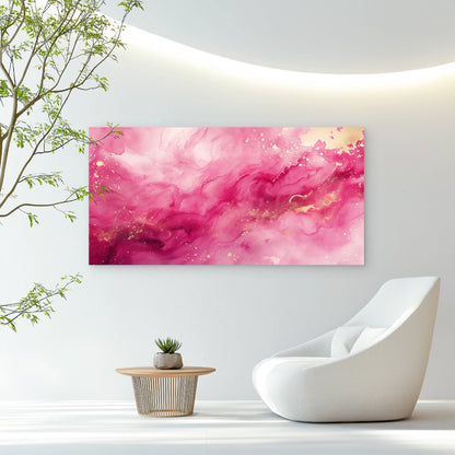 Deep Magenta Golden Mist Wall Art Canvas Office Home Room Framed 120x60cm