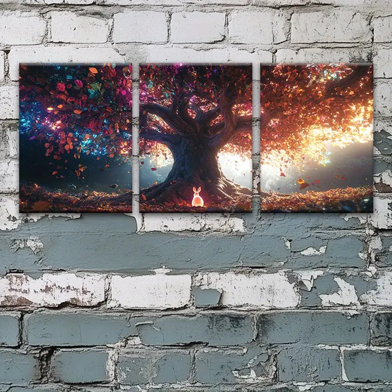 3pcs Vibrant Multicolor Leaves Metal Print Ready to Hang Art