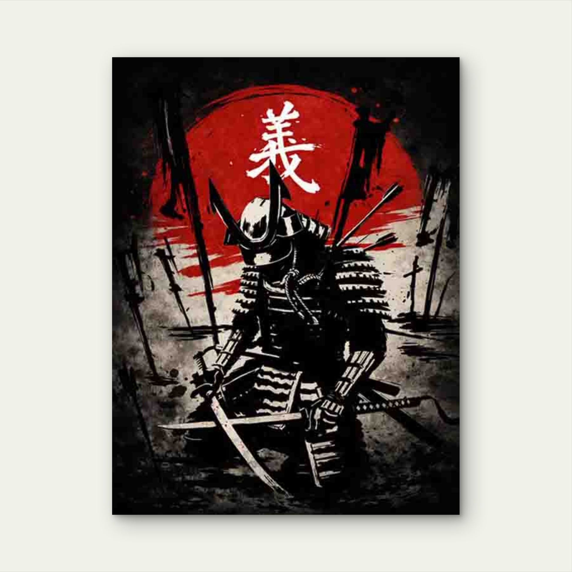 Modern Samurai Warrior 60x90cm Metal Print Ready to Hang - Bella Home Decor