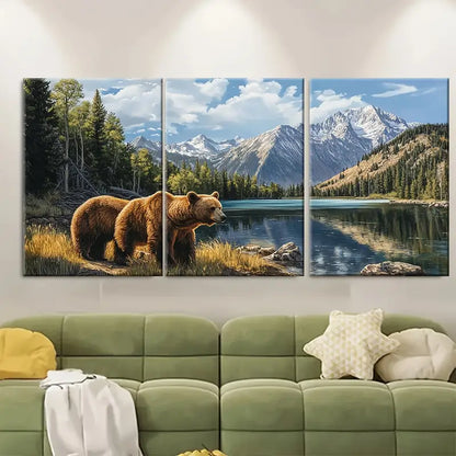 3pcs Bear Lake Utah Scenic Landscape Wall Art Set Canvas Framed 50x70cm - High Quality Print 100% Australian Made Wall Canvas Ready to Hang - Bella Home Decor