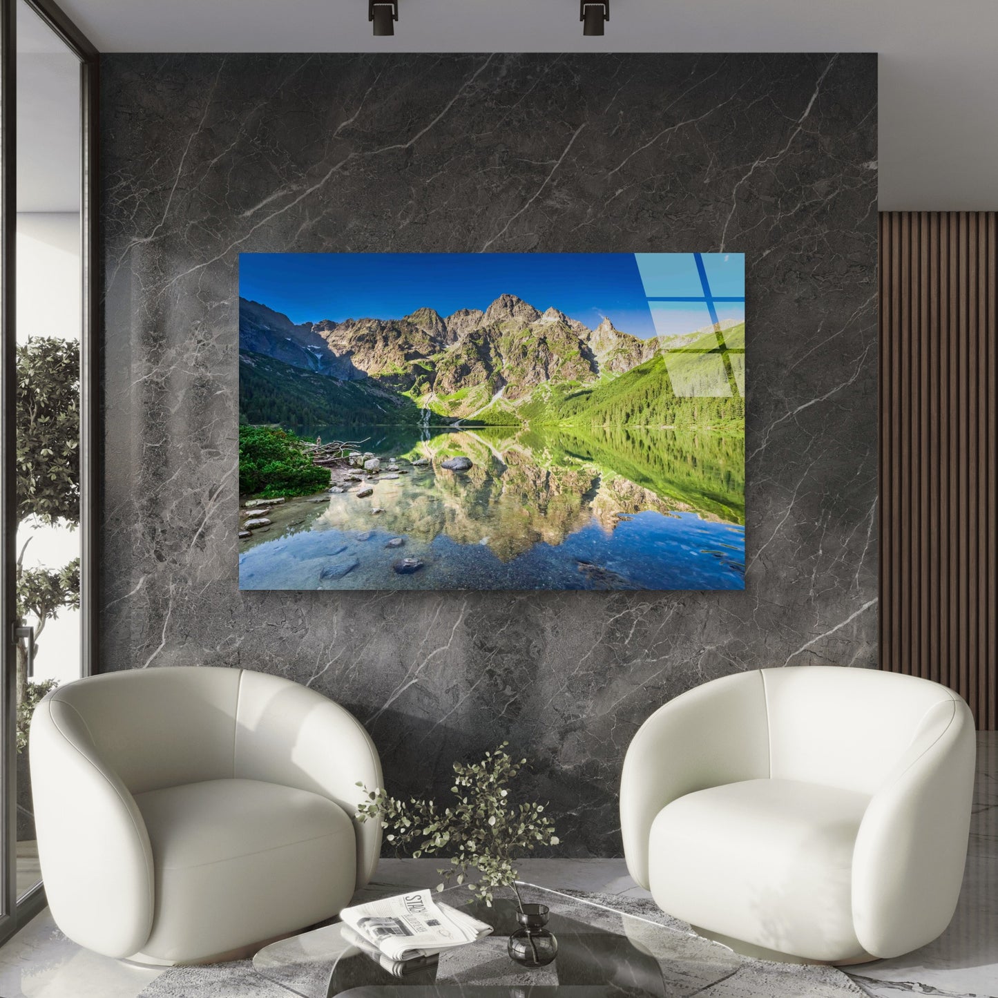 Mountain Lake Reflectio Tempered Glass Printing Wall Art Australian Made Quality