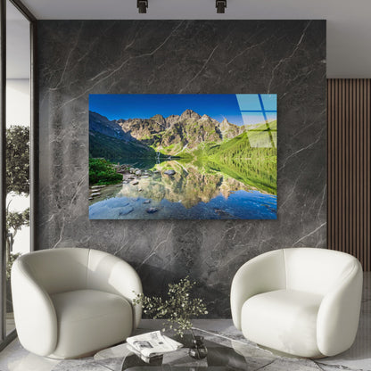 Mountain Lake Reflectio Tempered Glass Printing Wall Art Australian Made Quality