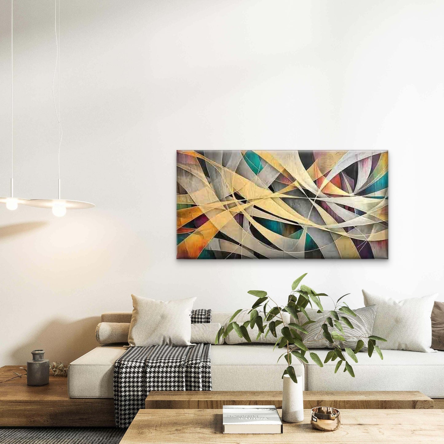 Featuring Geometric Shapes Wall Art Canvas Office Home Room Framed 120x60cm - Bella Home Decor