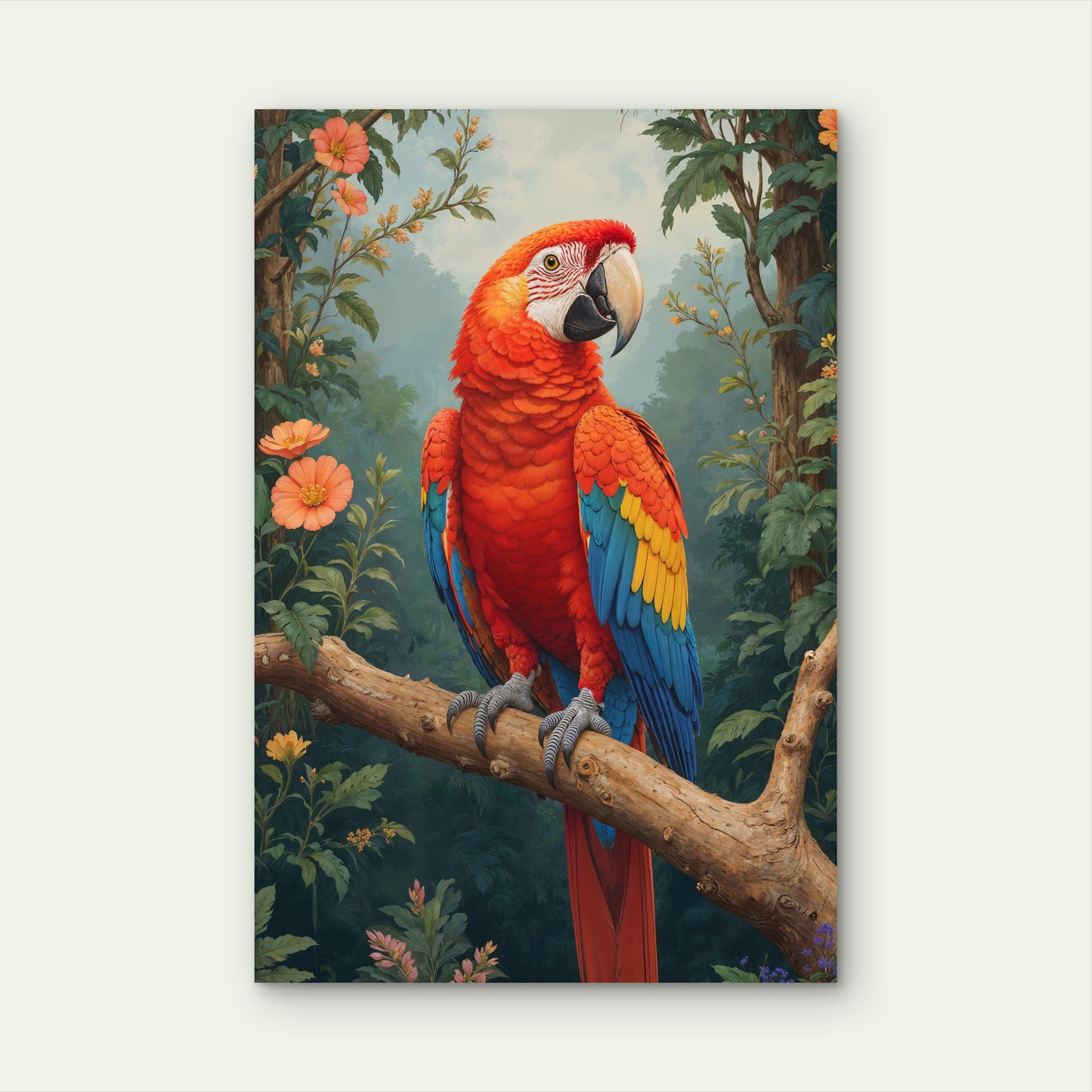 Artistic Pastel Animal Macaw Portrait Illustration 40x60cm Metal Print Ready to Hang