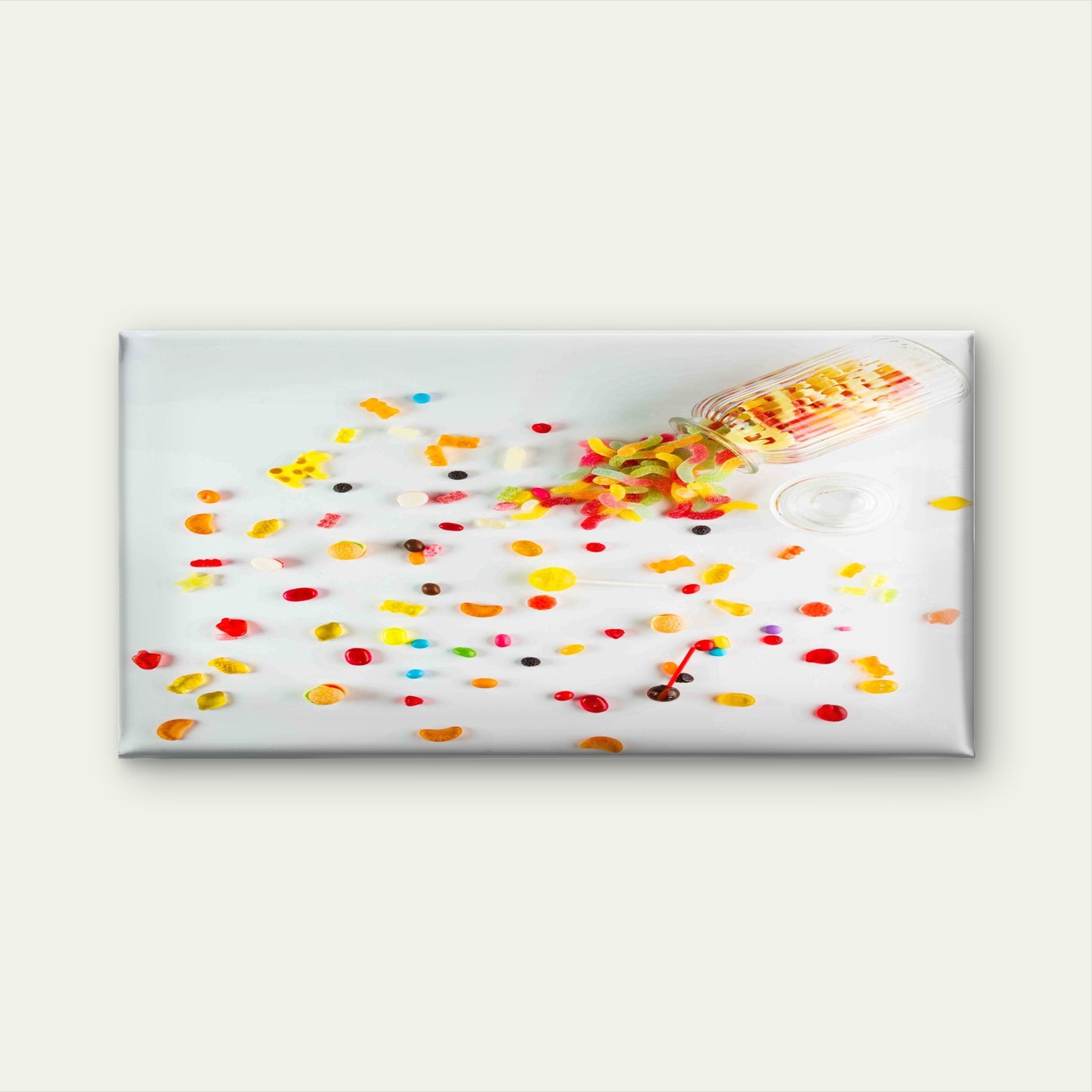 Candies Spilled From Glass Jar Wall Art Canvas Office Home Room Framed 120x60cm