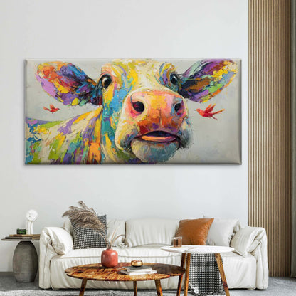 Cow & Birds Canvas Wall Art Painting  Wall Art Canvas Office Home Room Framed 120x60cm