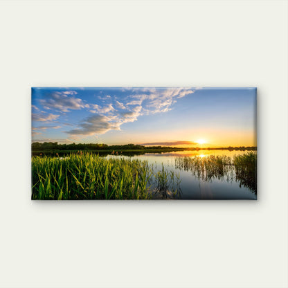 Serene Sunset Over Water Wall Art Canvas Office Home Room Framed 120x60cm