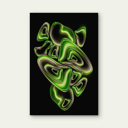 Abstract Green Shapes with Metallic Sheen 40x60cm Metal Print Ready to Hang