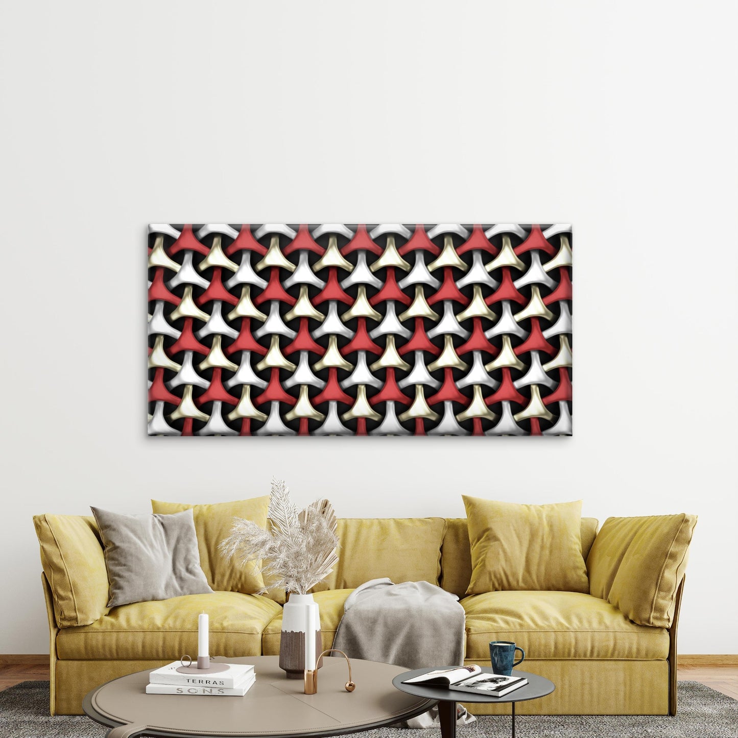 Geometric Weave Abstract Wall Art Canvas Office Home Room Framed 120x60cm - Bella Home Decor
