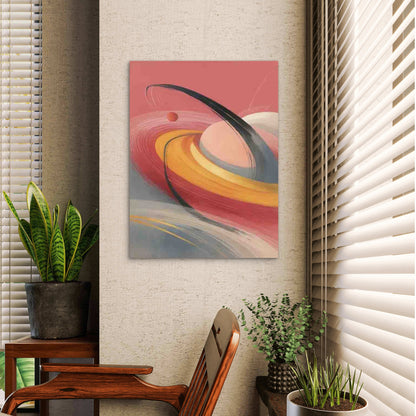 Retro Cosmic Orbit 60x90cm Metal Print Ready to Hang - Bella Home Decor