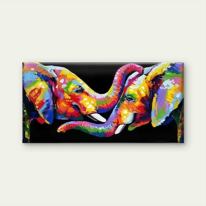 Colorful Abstract Elephants Wall Art Canvas Office Home Room Framed 120x60cm - Bella Home Decor