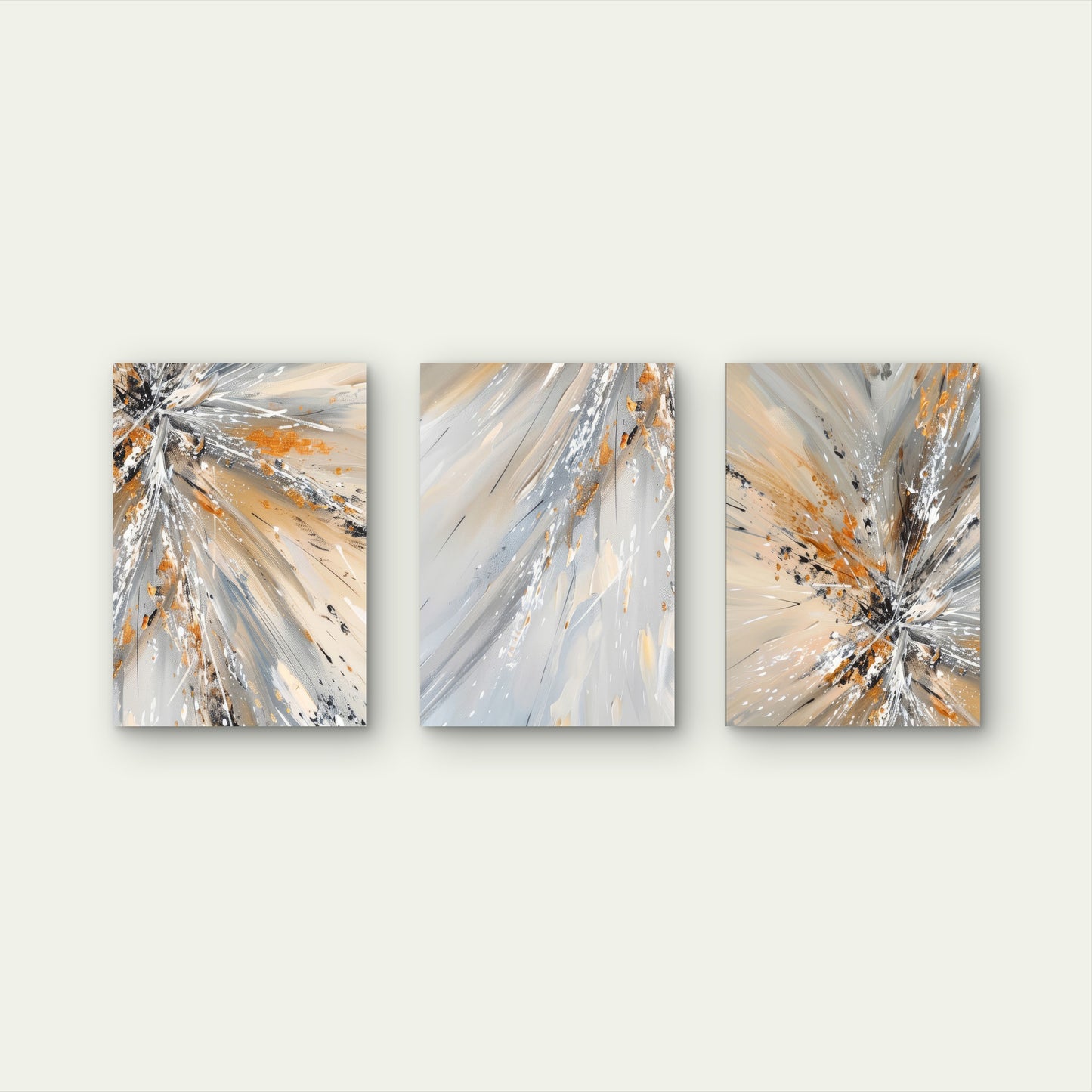 3pcs Grey Gold Abstract Splash Burst Modern  Wall Art Set Canvas Framed 40x60cm - High Quality Print 100% Australian Made Wall Canvas Ready to Hang