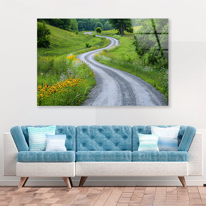Road with Flowers & Trees Acrylic Glass Print Tempered Glass Wall Art 100% Made in Australia Ready to Hang - Bella Home Decor