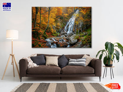 Waterfall in a Forest with Trees Print 100% Australian Made - Bella Home Decor