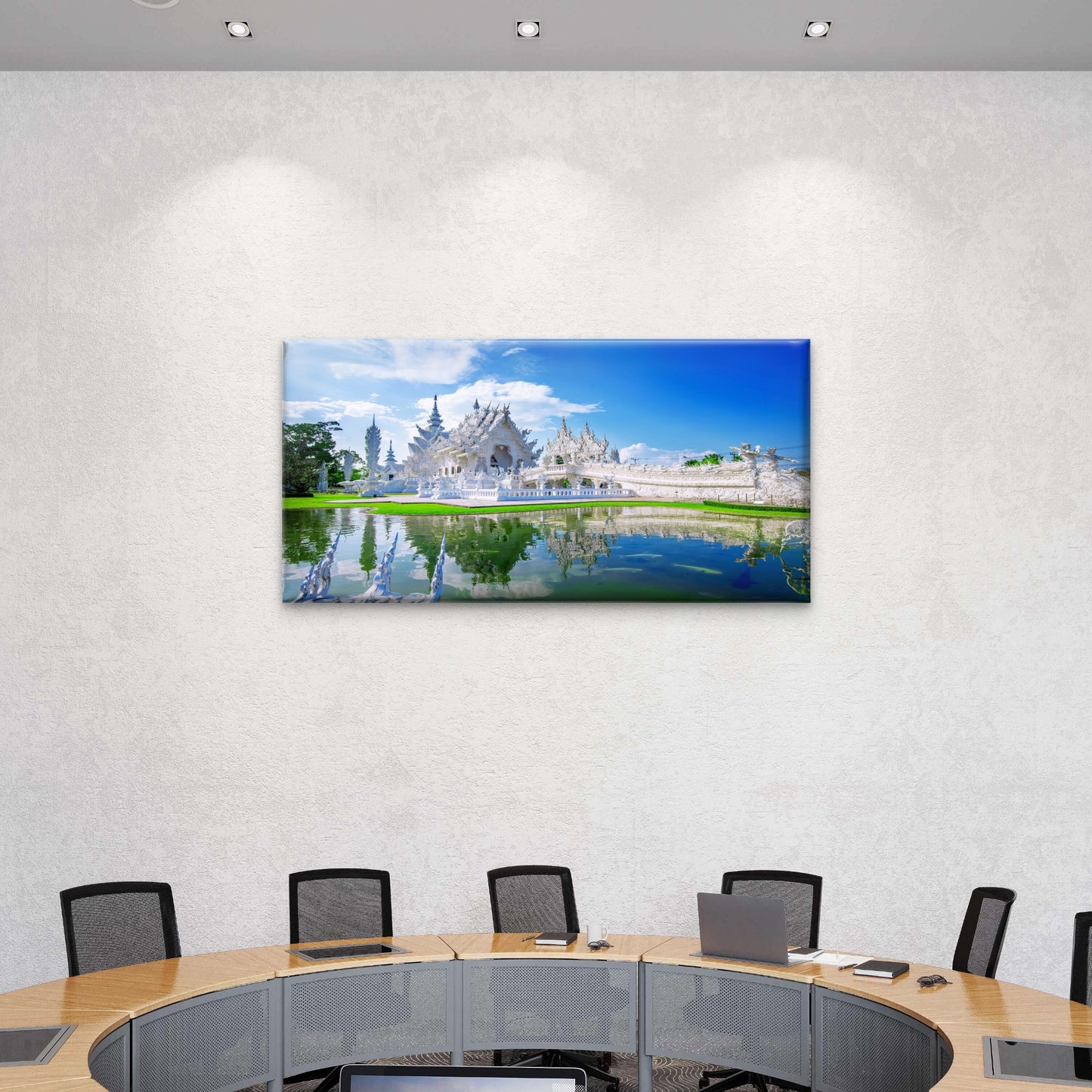 Wat Rong Khun White Temple Chiang Rai Thailand Wall Art Canvas Office Home Room Framed 120x60cm