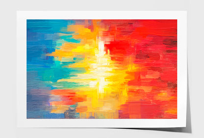 Yellow & Red Colorful Abstract Oil Painting Wall Art Limited Edition High Quality Print Unframed Roll Canvas None