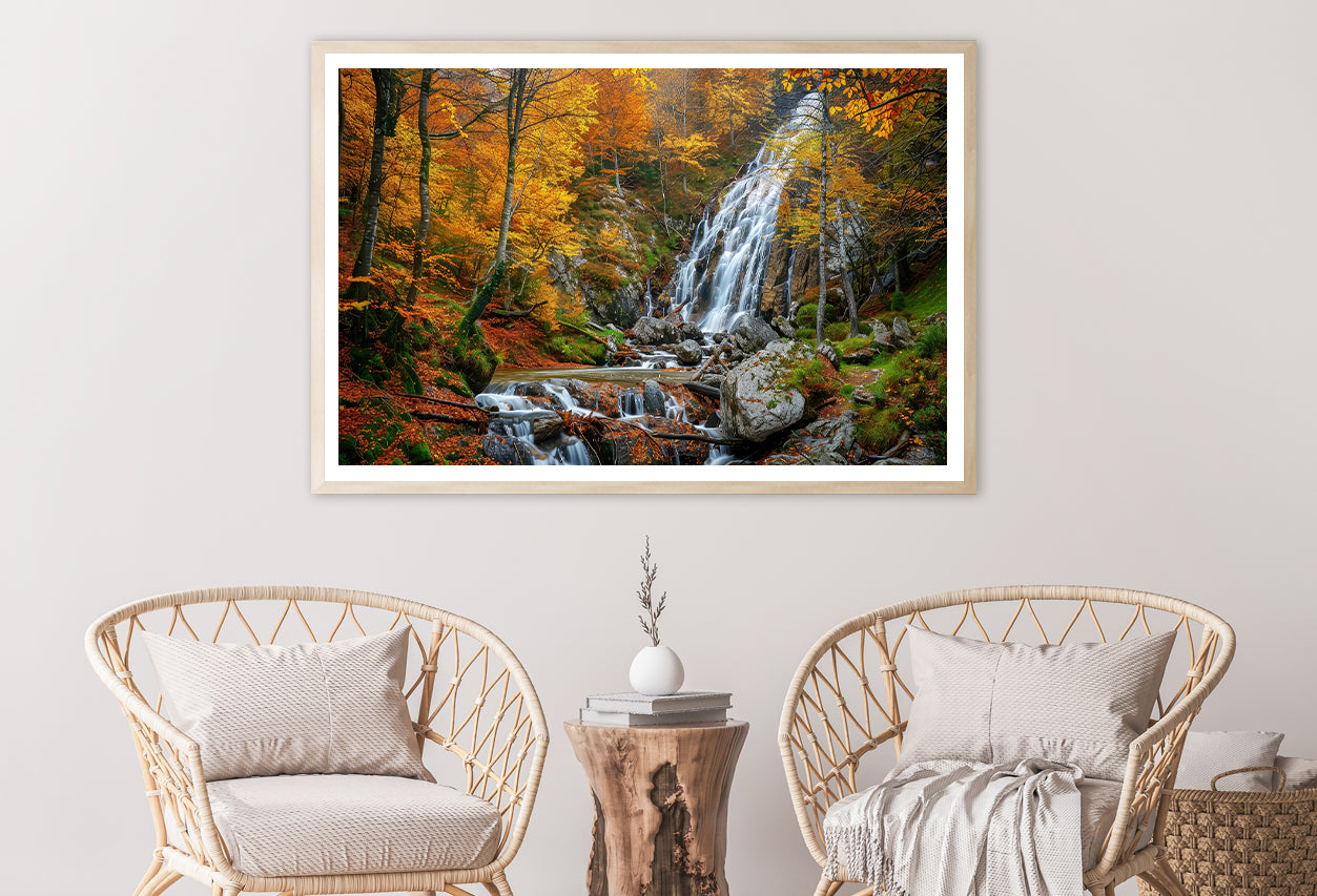 Waterfall in a Forest with Trees Home Decor Premium Quality Poster Print Choose Your Sizes - Bella Home Decor