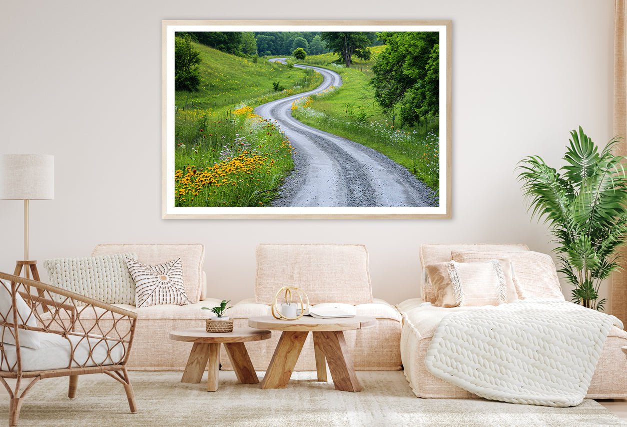 Road with Flowers & Trees Home Decor Premium Quality Poster Print Choose Your Sizes - Bella Home Decor