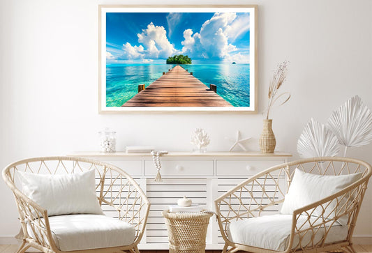 Wooden Pier to An Island in Ocean Home Decor Premium Quality Poster Print Choose Your Sizes