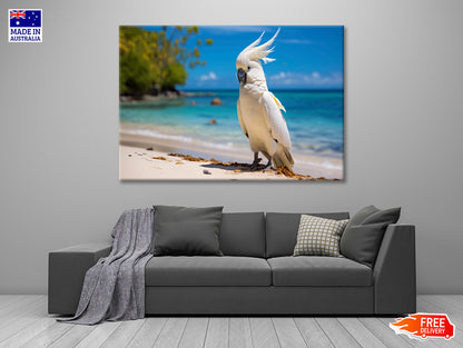 White Cockatoo Bird in Seashore Print 100% Australian Made - Bella Home Decor