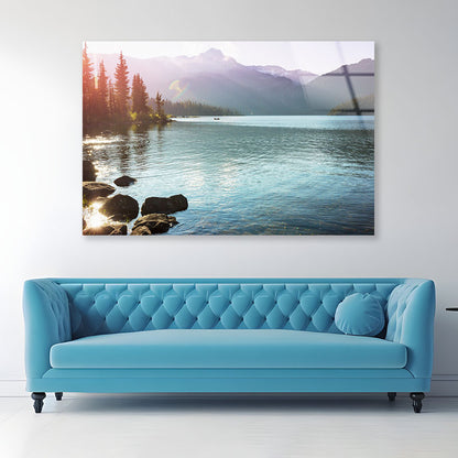 Blue Lake in Canada Acrylic Glass Print Tempered Glass Wall Art 100% Made in Australia Ready to Hang